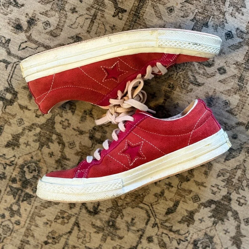 Converse Sneakers Kids Size 5 Red Pink Suede One Star Ox GS 'Enamel Red' 261791C